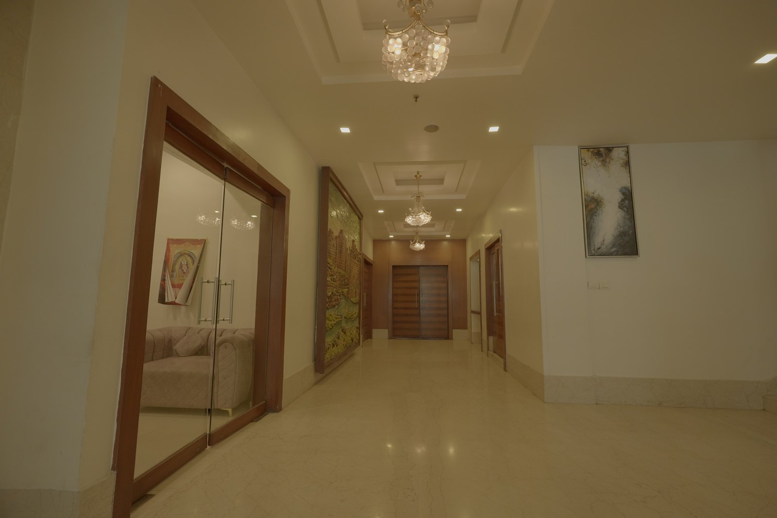 Chandelier corridor