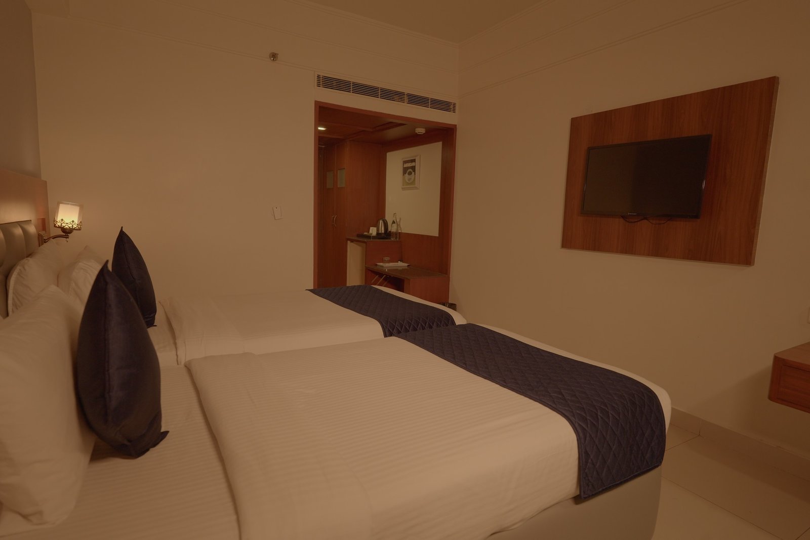 Twin room and television